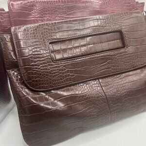 BP44  Chocolate or Eggplant Alligator Faux Clutch
